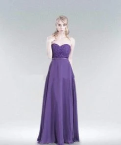 J'Adore Dresses - JC8088 Strapless Sweetheart Lace Bodice Chiffon Gown Formal Gowns