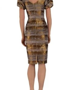 Janique - 1194 Knee Length Puff Sleeve Sheath Dress Cocktail Dresses 5 Janique - 1194 Knee Length Puff Sleeve Sheath Dress Cocktail Dresses