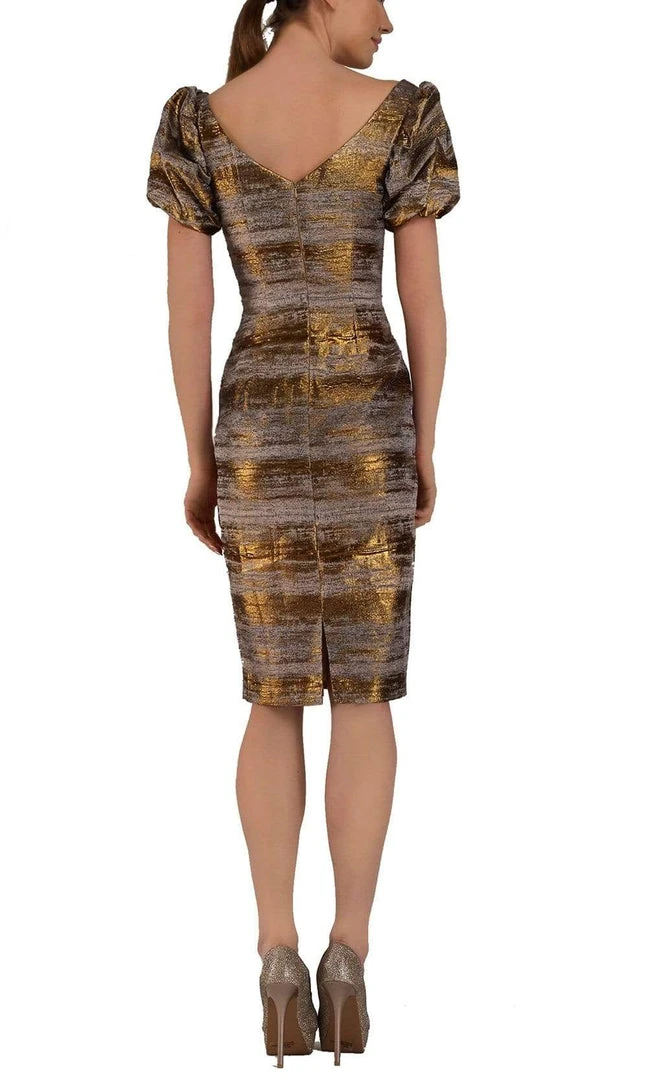 Janique - 1194 Knee Length Puff Sleeve Sheath Dress Cocktail Dresses 4 Janique - 1194 Knee Length Puff Sleeve Sheath Dress Cocktail Dresses