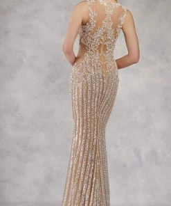 Formal Gowns Janique - 17007 Sparkly Nude Illusion Evening Gown 9 Formal Gowns Janique - 17007 Sparkly Nude Illusion Evening Gown