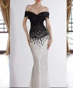 Janique - A18375 Draped Off Shoulder Mermaid Gown Formal Gowns