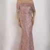Formal Gowns Janique - Embellished Off-Shoulder Trumpet Dress JA5017 - 1 Pc Rose Gold In Size 10 Available