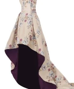 Formal Gowns Janique - Embroidered Printed High-Low Evening Ball Gown W1687 8 Formal Gowns Janique - Embroidered Printed High-Low Evening Ball Gown W1687