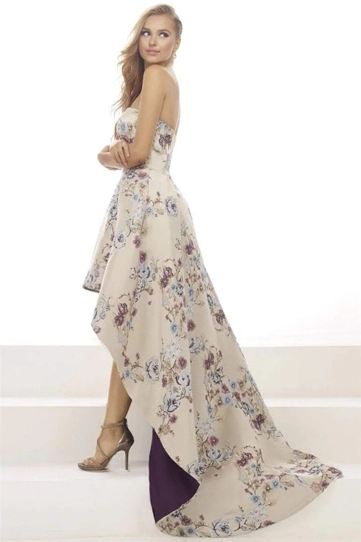 Formal Gowns Janique - Embroidered Printed High-Low Evening Ball Gown W1687 4 Formal Gowns Janique - Embroidered Printed High-Low Evening Ball Gown W1687