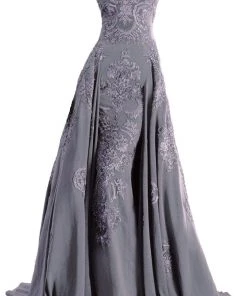 Janique - Embroidered Straight Neck A-line Gown W1691 Formal Gowns 10 Janique - Embroidered Straight Neck A-line Gown W1691 Formal Gowns