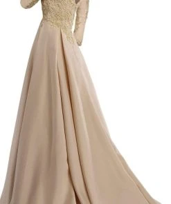 Formal Gowns Janique - Embroidered V-Neck Sleeved Long Mermaid Gown JA3009 15 Formal Gowns Janique - Embroidered V-Neck Sleeved Long Mermaid Gown JA3009