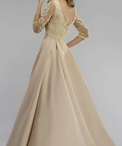 Formal Gowns Janique - Embroidered V-Neck Sleeved Long Mermaid Gown JA3009 19 Formal Gowns Janique - Embroidered V-Neck Sleeved Long Mermaid Gown JA3009