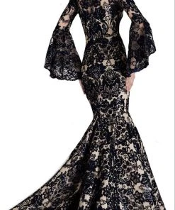 Janique - JA3021 Sequined Jewel Neck Mermaid Dress With Train Formal Gowns 7 Janique - JA3021 Sequined Jewel Neck Mermaid Dress With Train Formal Gowns