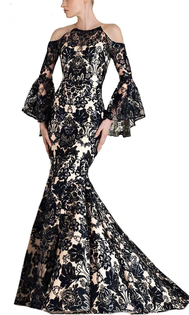 Janique - JA3021 Sequined Jewel Neck Mermaid Dress With Train Formal Gowns 3 Janique - JA3021 Sequined Jewel Neck Mermaid Dress With Train Formal Gowns