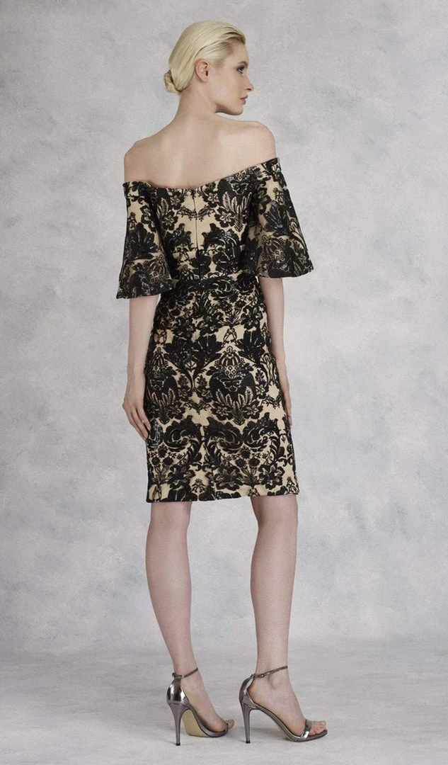 Cocktail Dresses Janique - JA3022 Sequined Lace Plunging Off-Shoulder Sheath Dress 4 Cocktail Dresses Janique - JA3022 Sequined Lace Plunging Off-Shoulder Sheath Dress