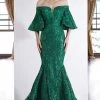 Formal Gowns Janique - JA4013 Off-Shoulder Mermaid Evening Dress In Emerald 1 Formal Gowns Janique - JA4013 Off-Shoulder Mermaid Evening Dress In Emerald