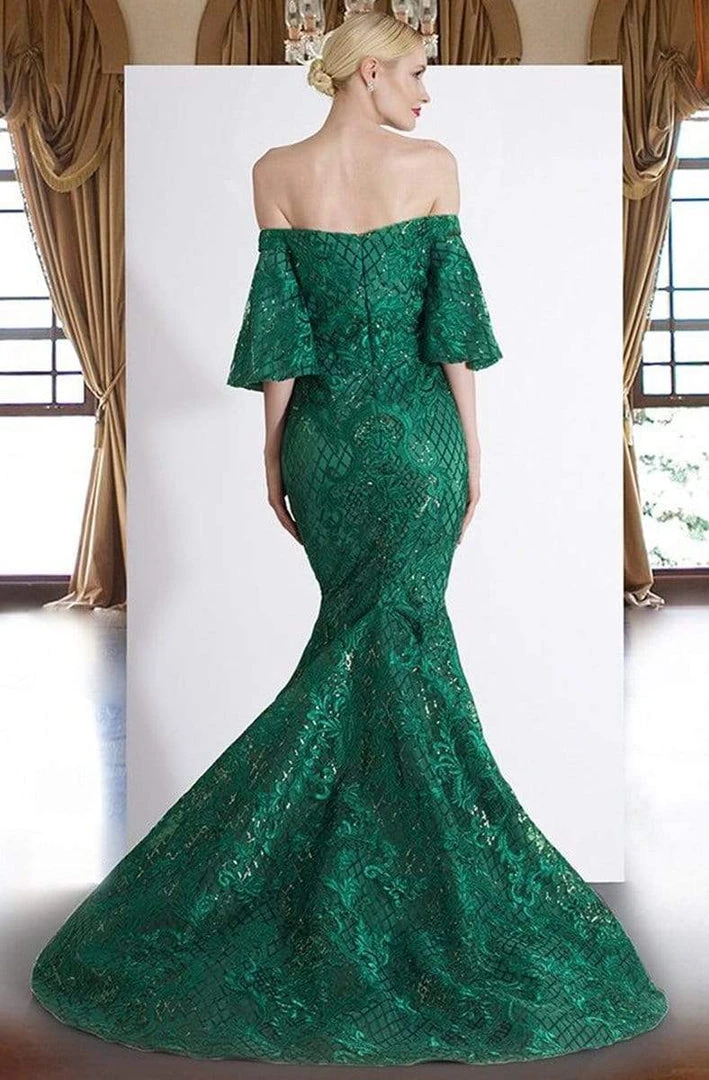 Formal Gowns Janique - JA4013 Off-Shoulder Mermaid Evening Dress In Emerald 4 Formal Gowns Janique - JA4013 Off-Shoulder Mermaid Evening Dress In Emerald