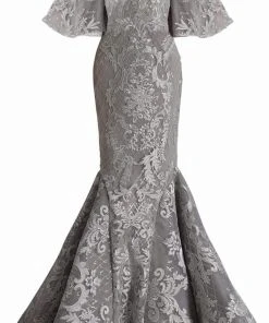 Janique - JA4013 Off-Shoulder Mermaid Evening Dress In Silver