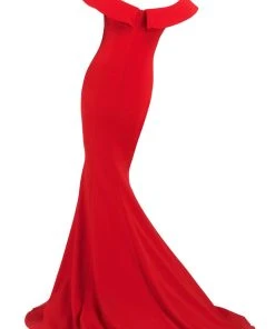Janique - JQ1801 Split Off The Shoulder Mermaid Evening Gown Formal Gowns