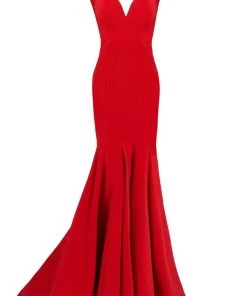 Janique - JQ1820 Sleeveless Vibrant Crepe Mermaid Gown