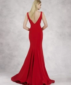Janique - JQ1820 Sleeveless Vibrant Crepe Mermaid Gown