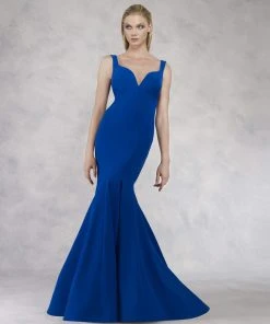 Janique - JQ1820 Sleeveless Vibrant Crepe Mermaid Gown