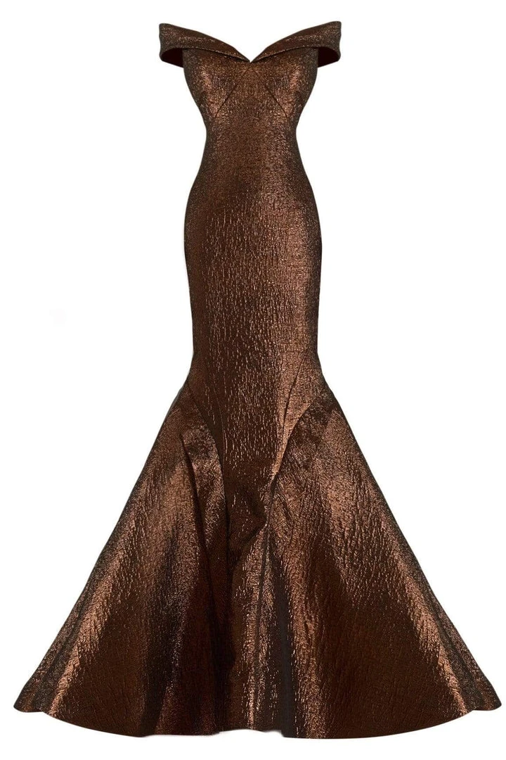 Janique - JQ1908 Metallic Off-Shoulder Mermaid Dress In Bronze 5 Janique - JQ1908 Metallic Off-Shoulder Mermaid Dress In Bronze