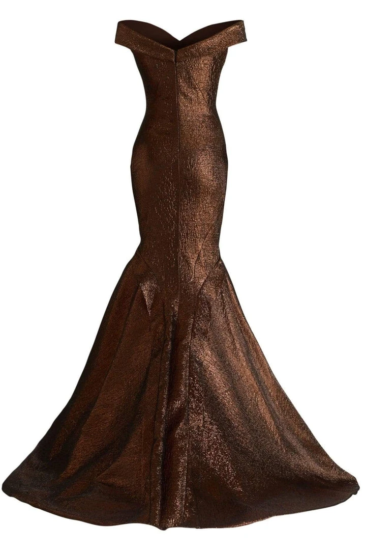 Janique - JQ1908 Metallic Off-Shoulder Mermaid Dress In Bronze 6 Janique - JQ1908 Metallic Off-Shoulder Mermaid Dress In Bronze
