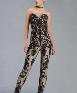 Janique - K6561 Strapless Sweetheart Lace Jumpsuit