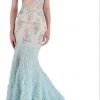 Janique - Lace And Tulle Floral Applique Flare Gown 1514 1 Janique - Lace And Tulle Floral Applique Flare Gown 1514
