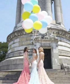 Janique - Lace And Tulle Floral Applique Flare Gown 1514 17 Janique - Lace And Tulle Floral Applique Flare Gown 1514