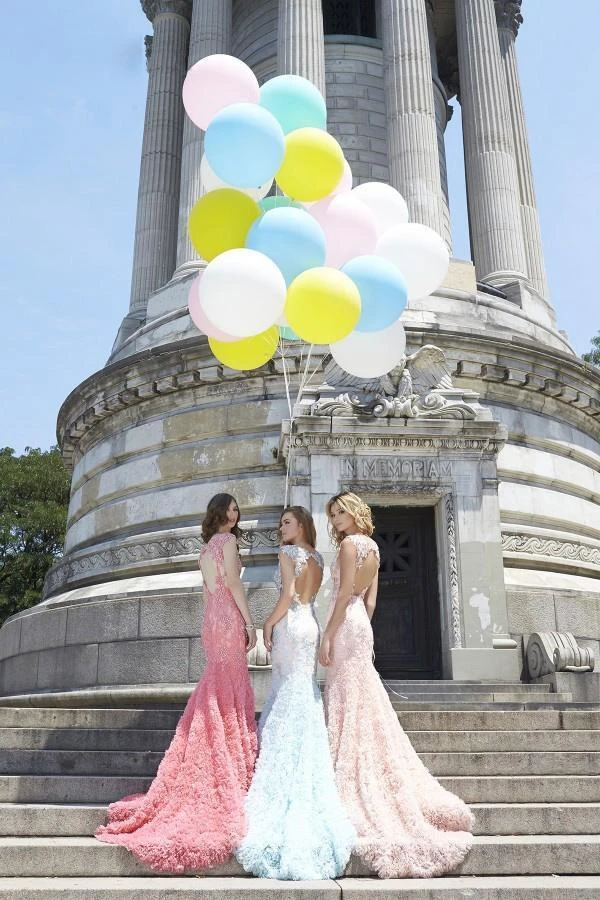 Janique - Lace And Tulle Floral Applique Flare Gown 1514 10 Janique - Lace And Tulle Floral Applique Flare Gown 1514