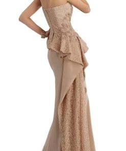 Janique - Splendid Strapless Assymetrical Peplum Mermaid Gown W1674 5 Janique - Splendid Strapless Assymetrical Peplum Mermaid Gown W1674