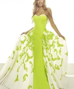 Formal Gowns Janique - Strapless Sweetheart Filigree Overlay Gown W1376