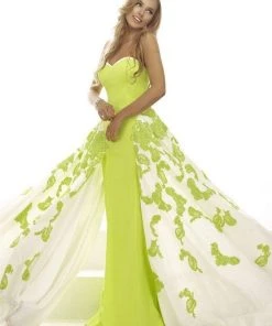 Formal Gowns Janique - Strapless Sweetheart Filigree Overlay Gown W1376