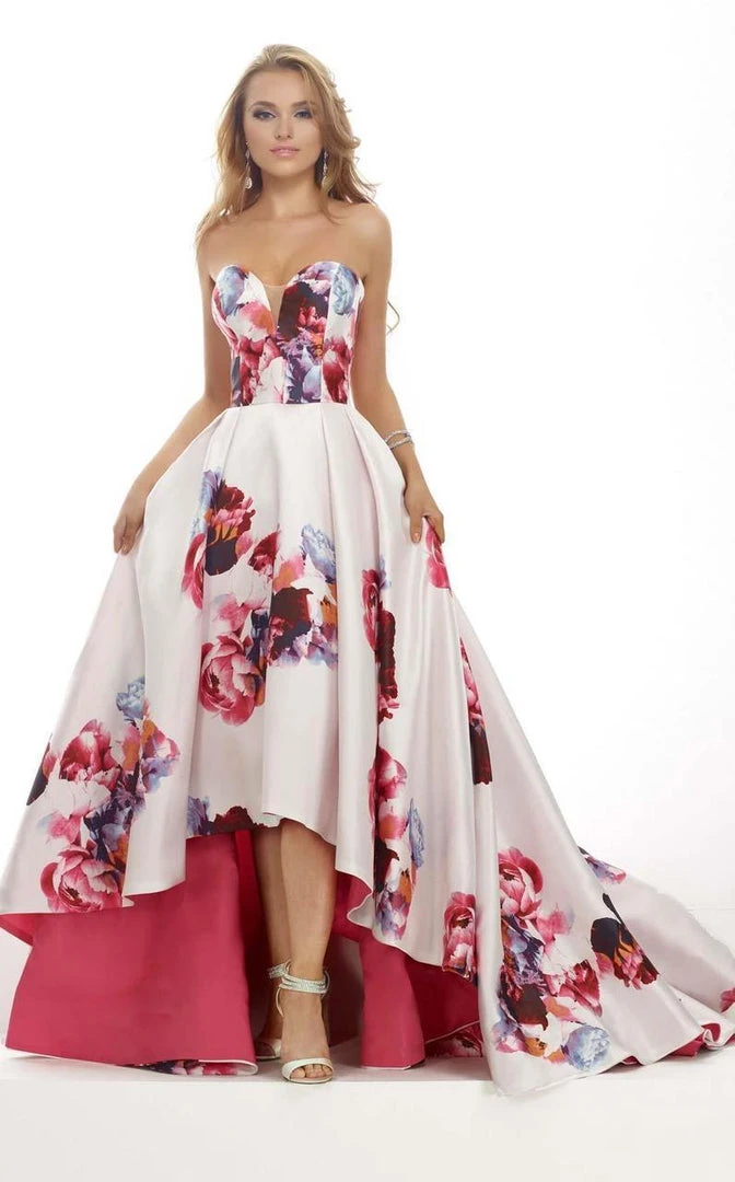 Janique - Strapless Sweetheart Hi-Lo Floral Ballgown JA2002 3 Janique - Strapless Sweetheart Hi-Lo Floral Ballgown JA2002