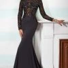 Formal Gowns Janique W1003 Beaded Long Sleeve High Neck Trumpet Gown 2 Formal Gowns Janique W1003 Beaded Long Sleeve High Neck Trumpet Gown