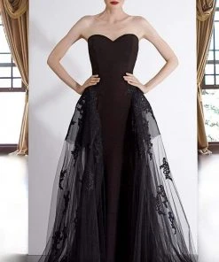 Formal Gowns Janique - W2188 Strapless Sweetheart Trumpet Dress With Overskirt