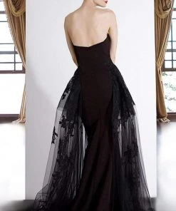 Formal Gowns Janique - W2188 Strapless Sweetheart Trumpet Dress With Overskirt