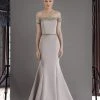 Janique - W2410 Embellished Off-Shoulder Mermaid Gown With Train Formal Gowns