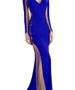 Janique - W2413 Sweetheart Long Sleeves Sheath Dress Formal Gowns