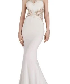 Janique - W974 Jersey Gown In Ivory Formal Gowns