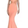 Janique - W974 Jersey Gown In Peach Formal Gowns 1 Janique - W974 Jersey Gown In Peach Formal Gowns
