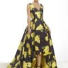 Formal Gowns Janique - Wide V Neck Hi-Lo Floral Ballgown JA2001