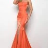 Jasz Couture - Strapless High Slit Satin Mermaid Dress 7035 - 1 Pc Orange In Size 00 Available