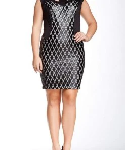Jax - 2PYR57Q Crisscross Trim Cutout Dress