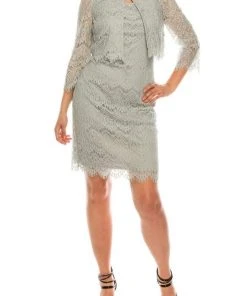 Cocktail Dresses Jessica Howard - JH8M5167 Two Piece Lace Fitted Dress With Jacket