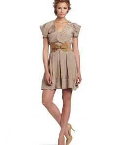 Jessica Simpson - Pleated V Neck Cocktail Dress JS2A1005 Cocktail Dresses