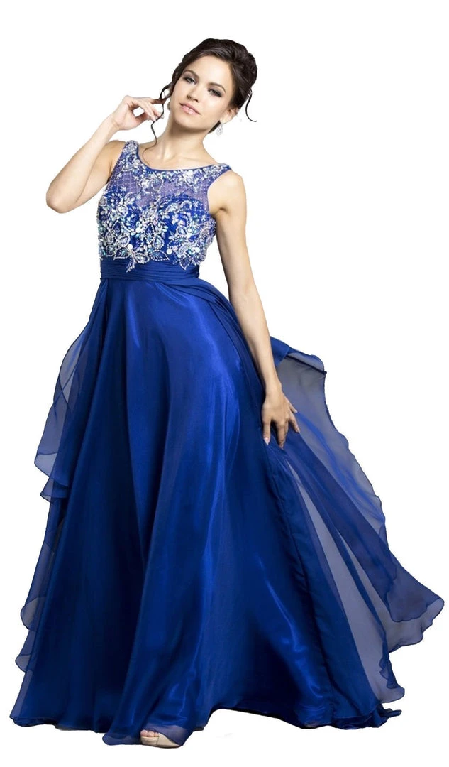 Aspeed Design - Jewel Embellished Layered Chiffon Prom Dress 3 Aspeed Design - Jewel Embellished Layered Chiffon Prom Dress