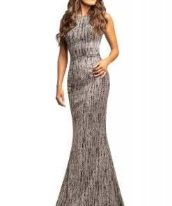 Johnathan Kayne - 2004 Glitter Printed Ponte Knit Mermaid Gown Formal Gowns