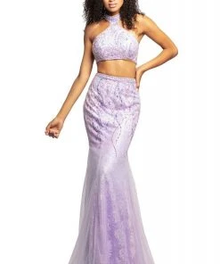 Formal Gowns Johnathan Kayne - 2005 Two Piece Embellished Halter Trumpet Dress