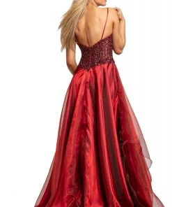 Johnathan Kayne - 2006 Embellished Deep V-neck A-line Gown