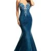 Formal Gowns Johnathan Kayne - 2007 Beaded Plunge Metallic Glitter Mermaid Gown