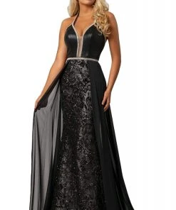 Formal Gowns Johnathan Kayne - 2010 Embellished Deep V-neck Dress With Overskirt