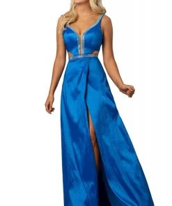 Johnathan Kayne - 2012 Plunging V-Neck Cutout High Slit Gown Formal Gowns